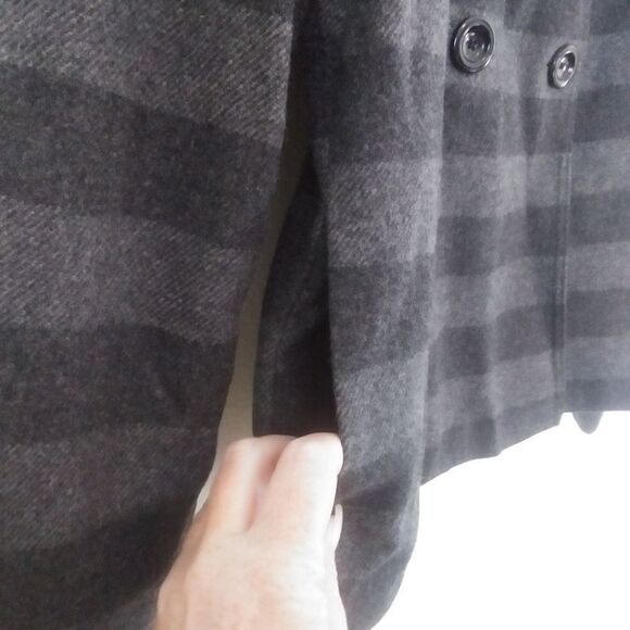 Gap Wool Blend Short Pea Coat, Grey Stripe, Med - Picture 5 of 9